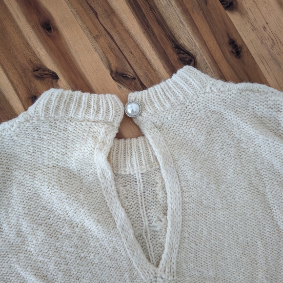 Preppy Y2K Style Vila Women's Cream Sweater Cable Knit - Picture 2 of 9